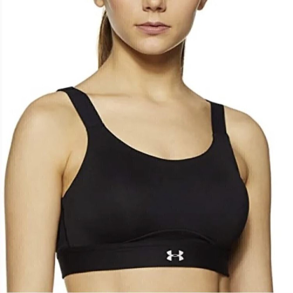 Under Armour Black Eclipse High Impact Sports Bra Hook And Loop Back Closure